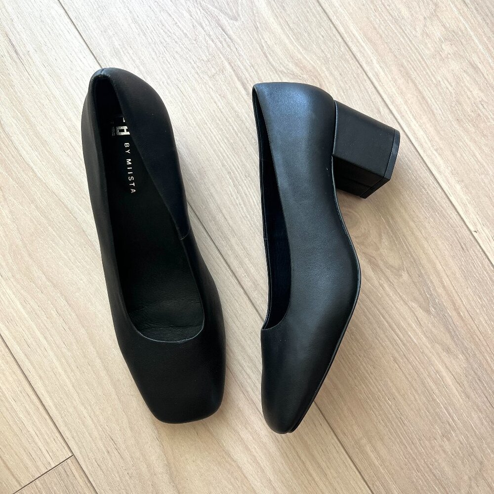 E8 by MIISTA Black Square Toe Block Heels Size 41